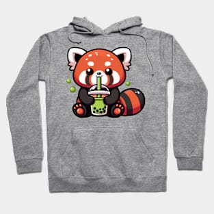 cute red panda bubble green boba Hoodie